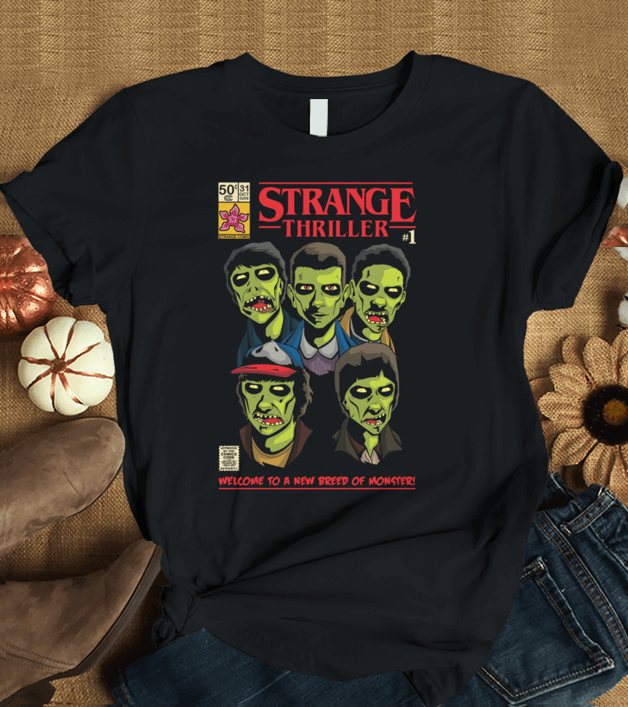 Strange Thriller #1 Welcome to a New Breed of Monster Comic Style Vintage Horror T-Shirt