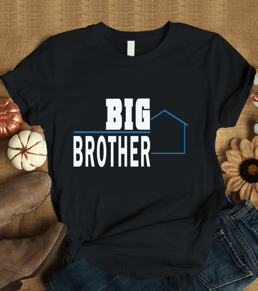 Big Brother Text with Blue House Outline T-Shirt
