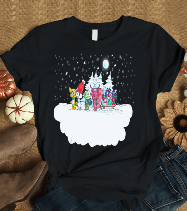 T-Shirt: Walking Through the Winter Woods with Festive Friends Under the Moonlit Sky T-Shirt Walking Through the Winter Woods with Festive Friends Under the Moonlit Sky T-Shirt