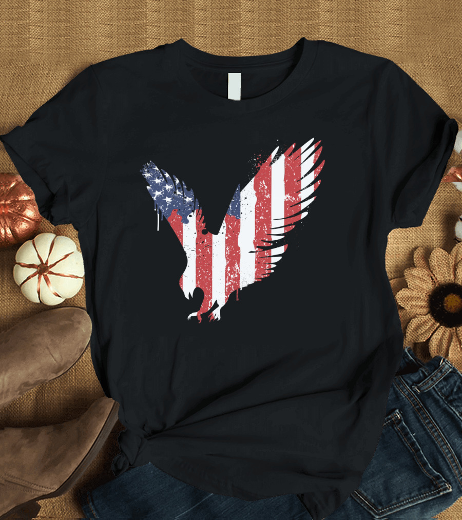 American Eagle with USA Flag Wings Majestic National T-Shirt