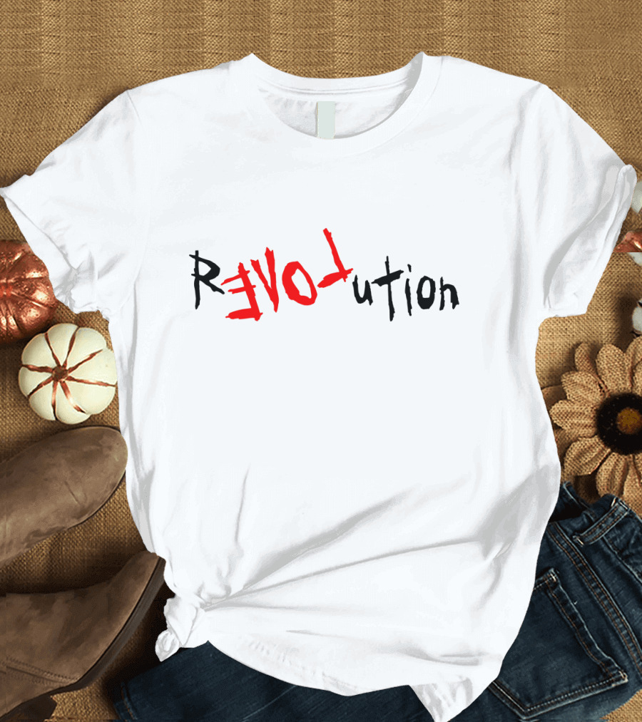 Revolution Typography with Love Letters in Red and Black T-Shirt