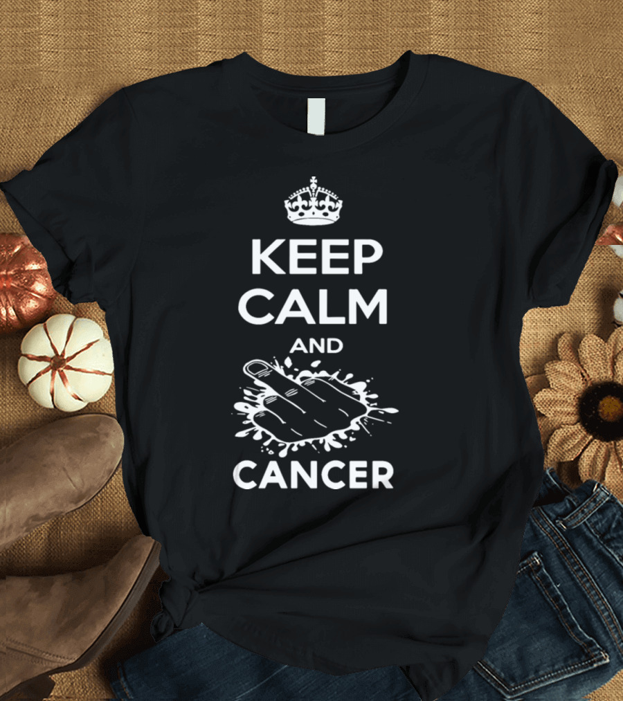 Keep Calm and Cancer Middle Finger Gesture Iconic T-Shirt