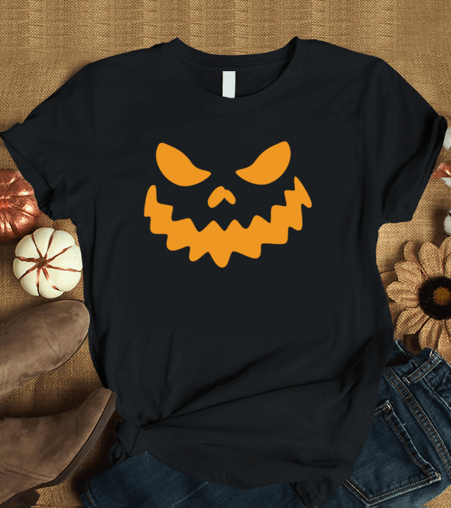 Pumpkin Jack O Lantern Scary Face Orange T-Shirt