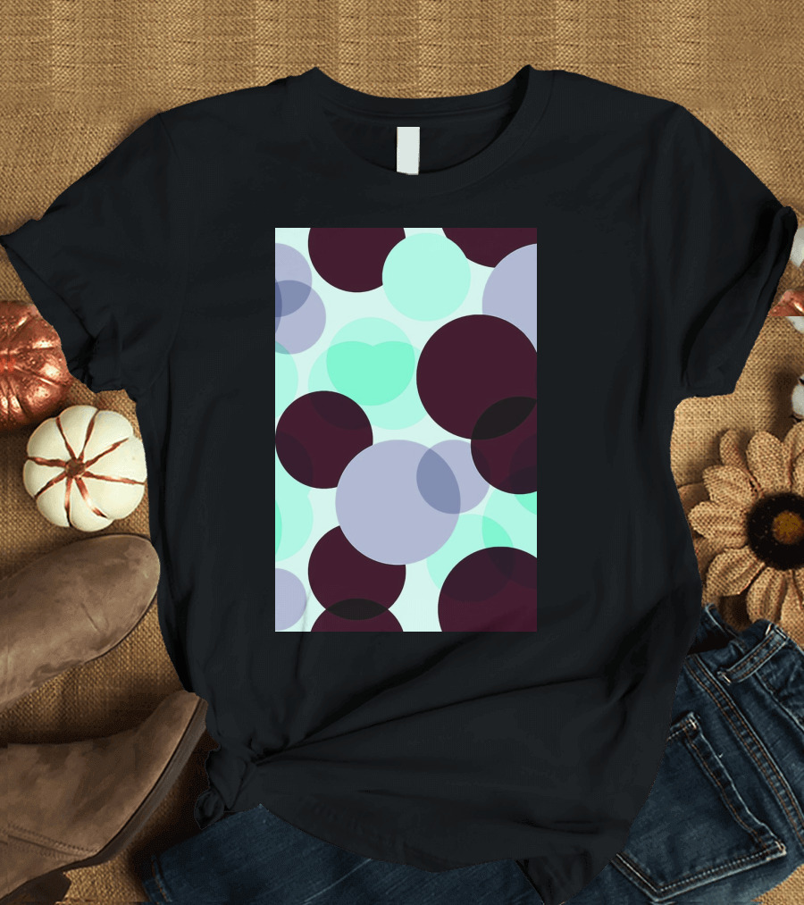 Circles Dots Overlay Pattern Mint Aqua Maroon Gray T-Shirt