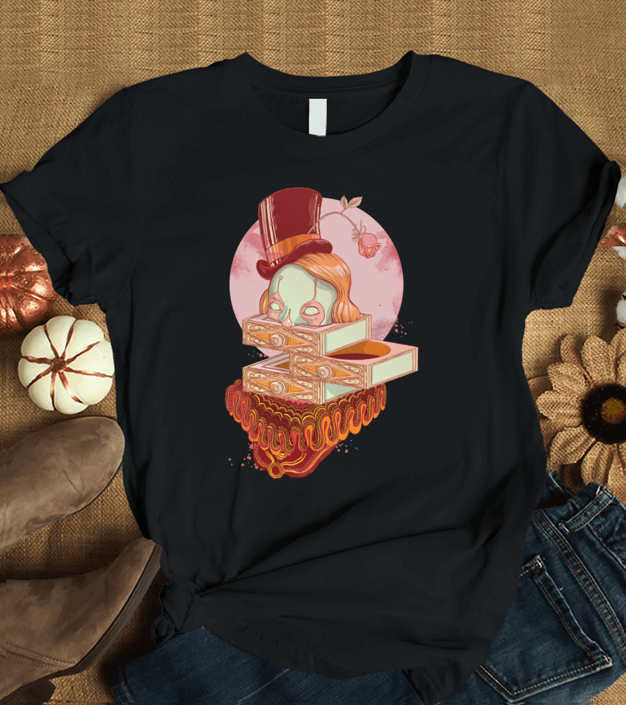 Faux Fond Surreal Clown Top Hat Rosehead Optical Illusion T-Shirt