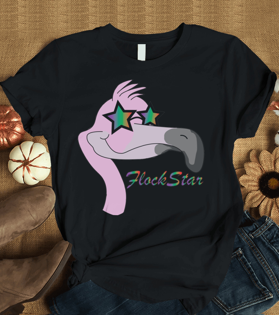 FlockStar Rainbow Flamingo Star Sunglasses T-Shirt