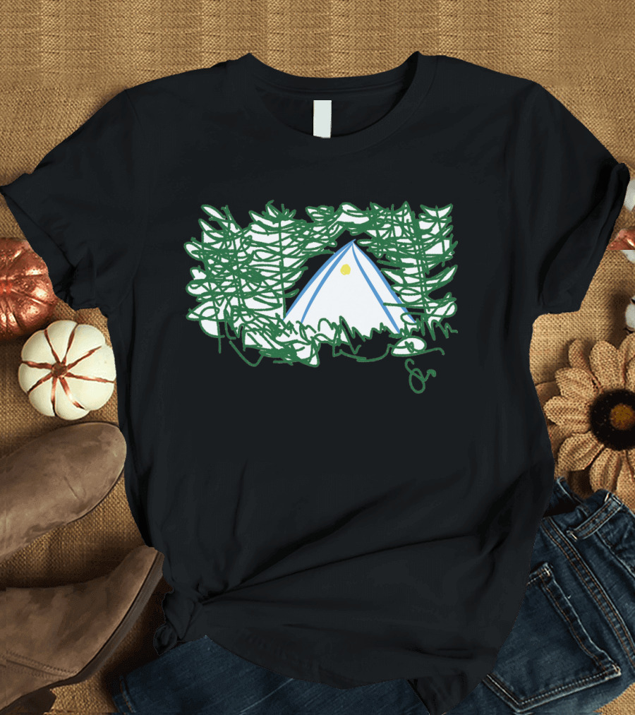Night Light Camping Tent in Forest T-Shirt