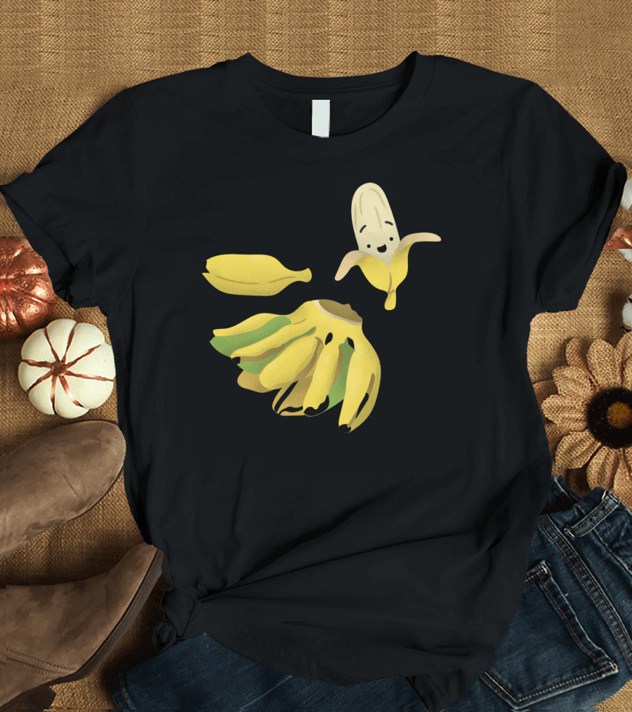 Saba Bananas Happy Banana Character and Cluster T-Shirt
