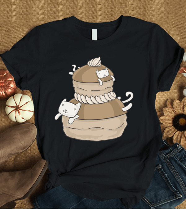 T-Shirt: Religieuse Kitties French Pastry Cats Dessert-Themed Cuteness T-Shirt Religieuse Kitties French Pastry Cats Dessert-Themed Cuteness T-Shirt