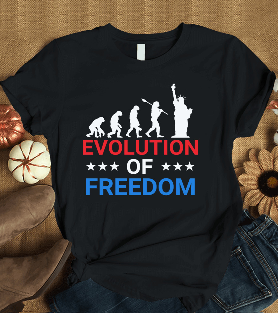 Evolution of Freedom: Humanity's Journey to Liberty with Statue of Liberty T-Shirt