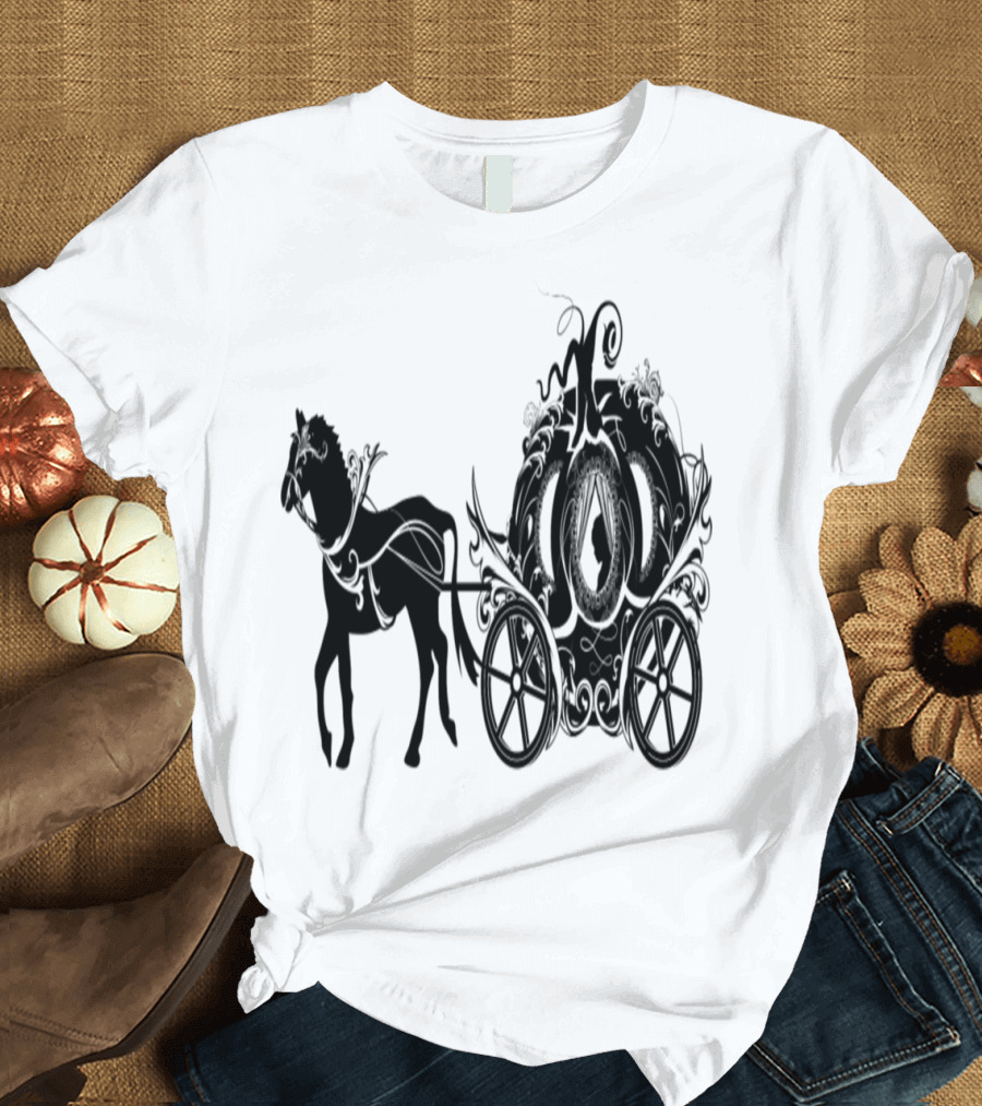 Cinderella Silhouette in Enchanted Pumpkin Carriage with Horse T-Shirt