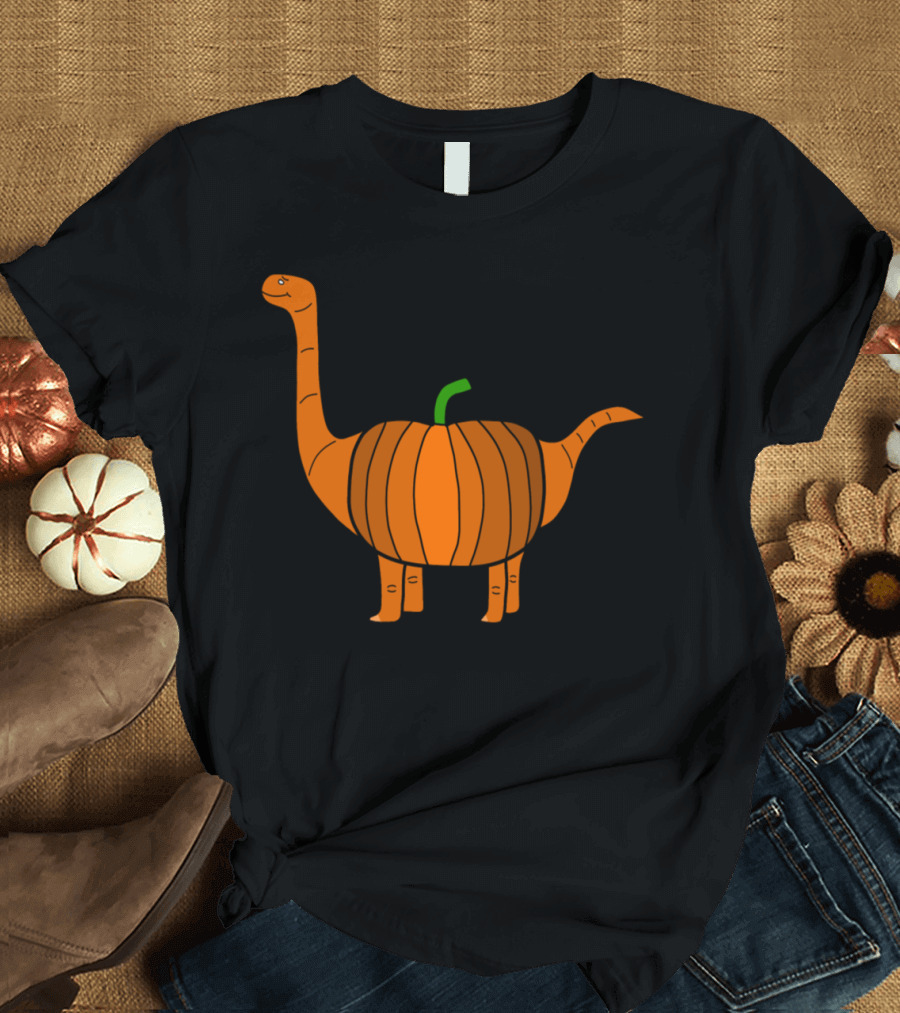 Pumpkin Dinosaur Halloween Brontosaurus T-Shirt