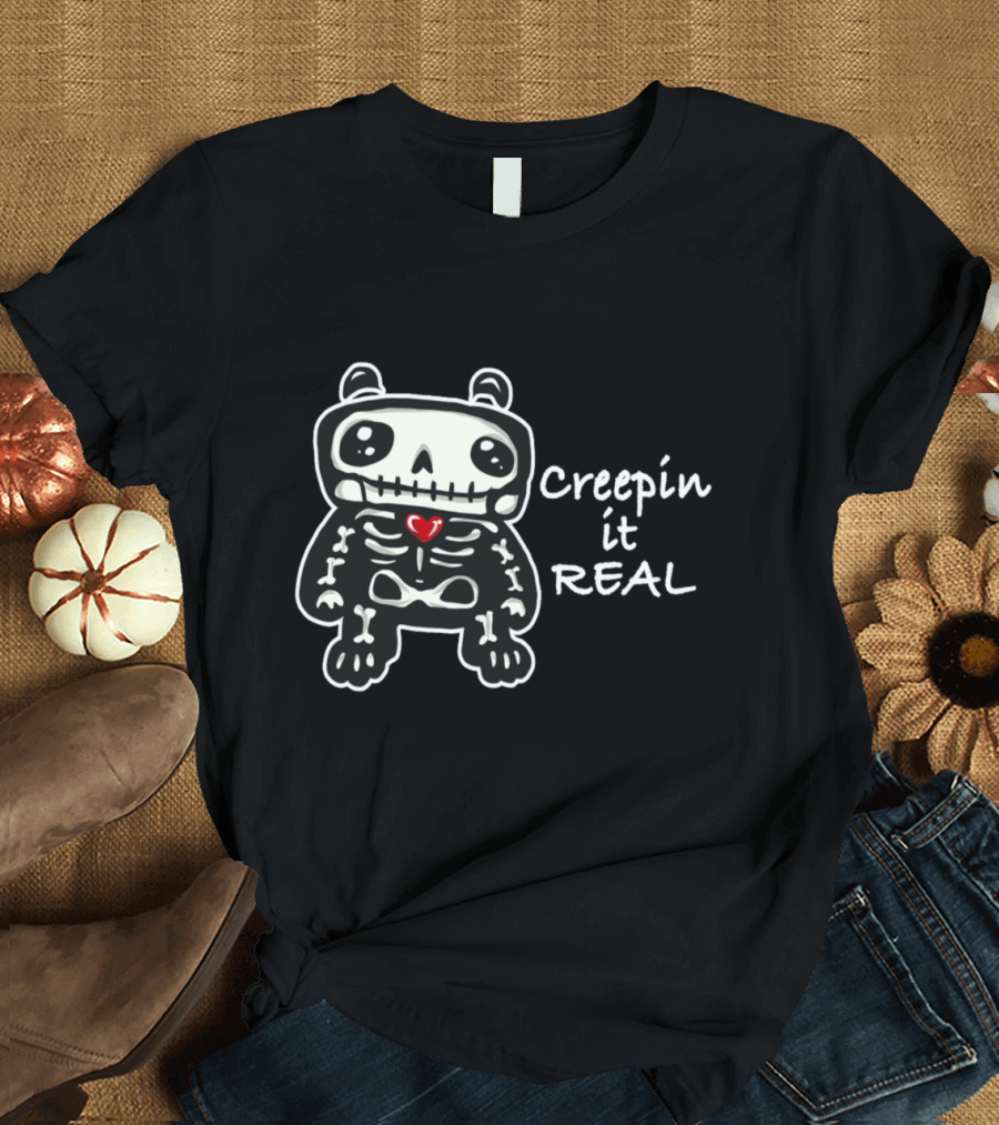 Creepin it Real Skeleton Halloween T-Shirt