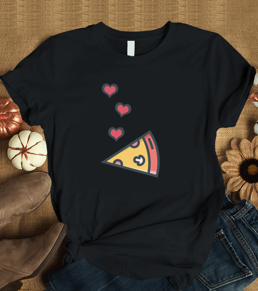 Pizza Slice and Hearts Fun Cheesy Pizza Lovers T-Shirt