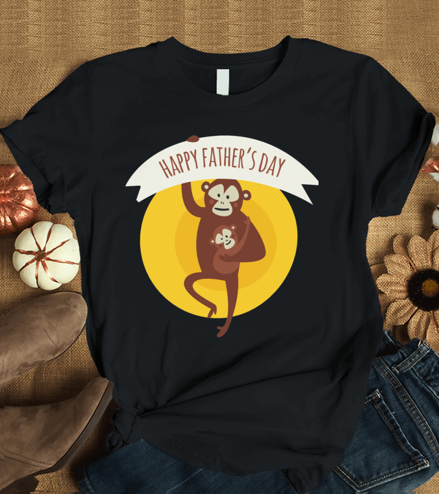 Happy Father's Day Monkey Holding Baby T-Shirt