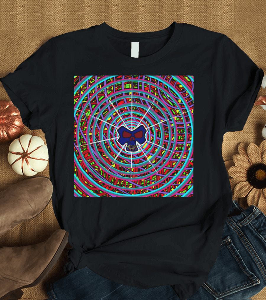 Psychedelic Skull with Vibrant Hypnotic Circles T-Shirt