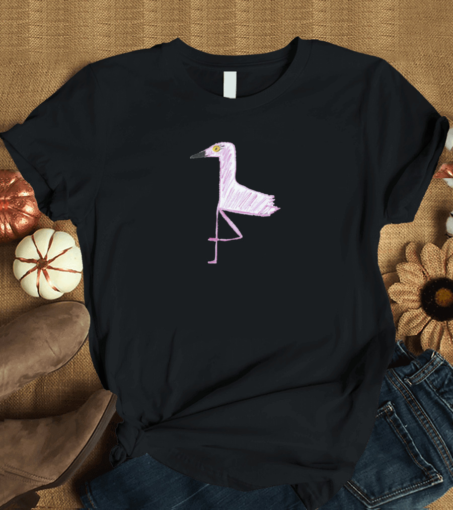 Flamingo Balancing in Yoga Tree Pose Pale Pink T-Shirt
