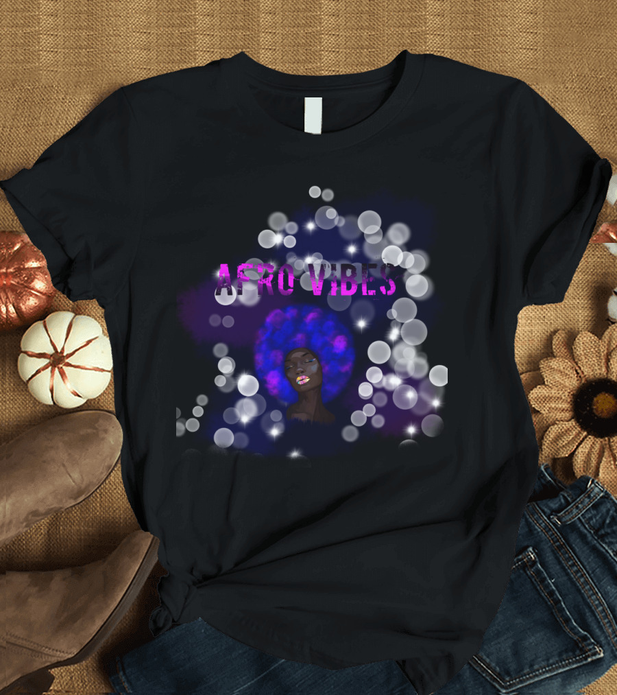 Afro Vibes Galaxy Afro Hair Bubble Aesthetic T-Shirt