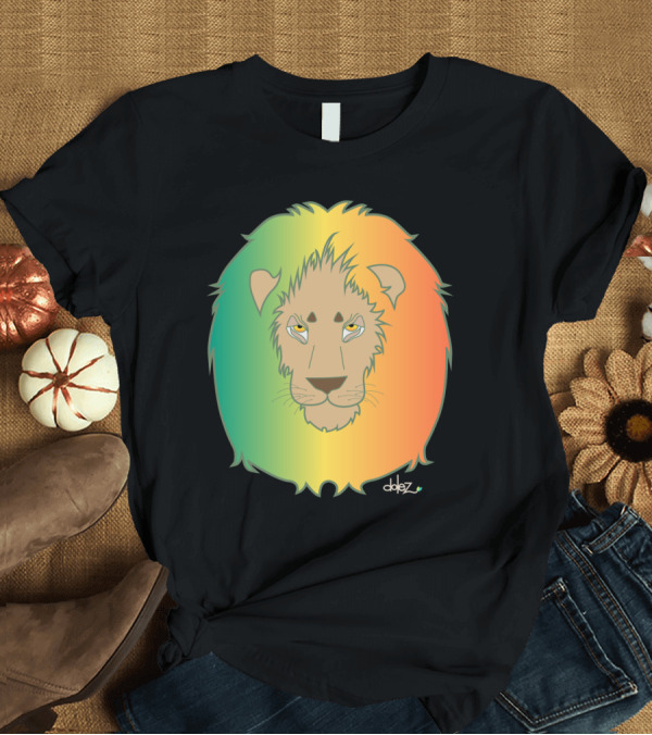 T-Shirt: Anbesa Lion Gradient Green Yellow Orange Dolez Signature T-Shirt Anbesa Lion Gradient Green Yellow Orange Dolez Signature T-Shirt