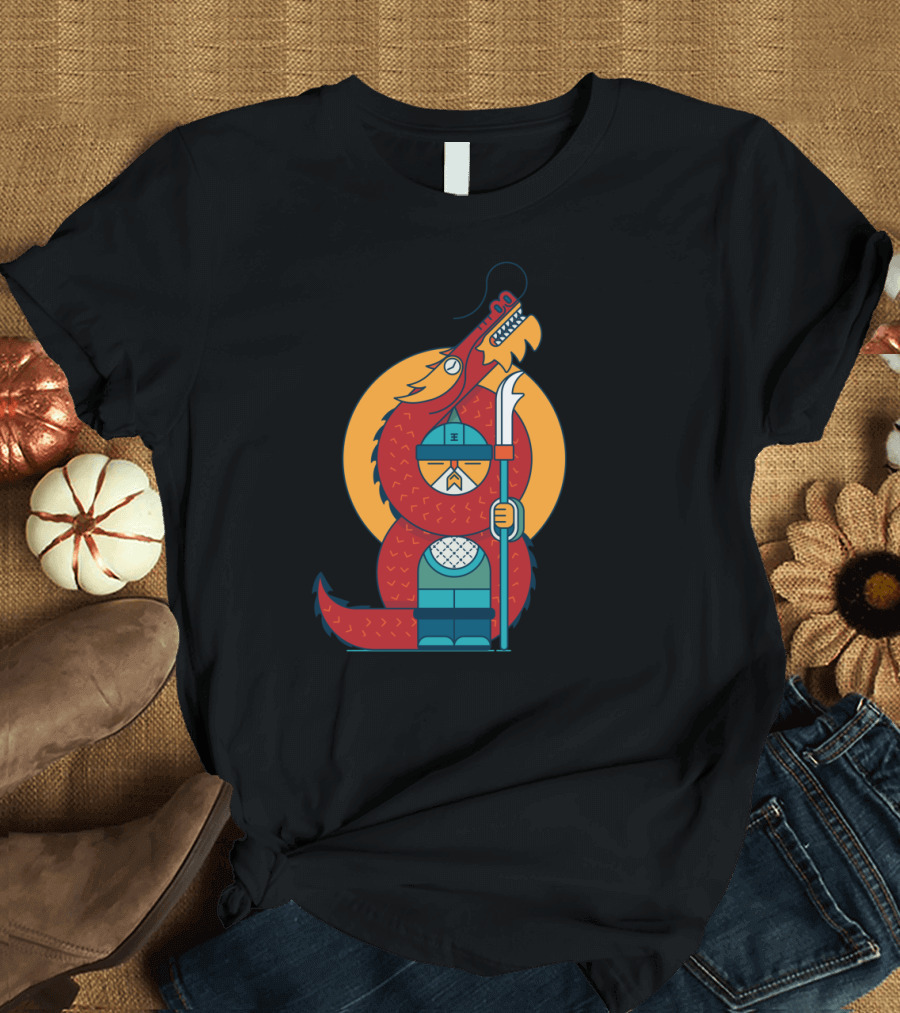 Dragon Warrior Guardian with Serpent Companion T-Shirt