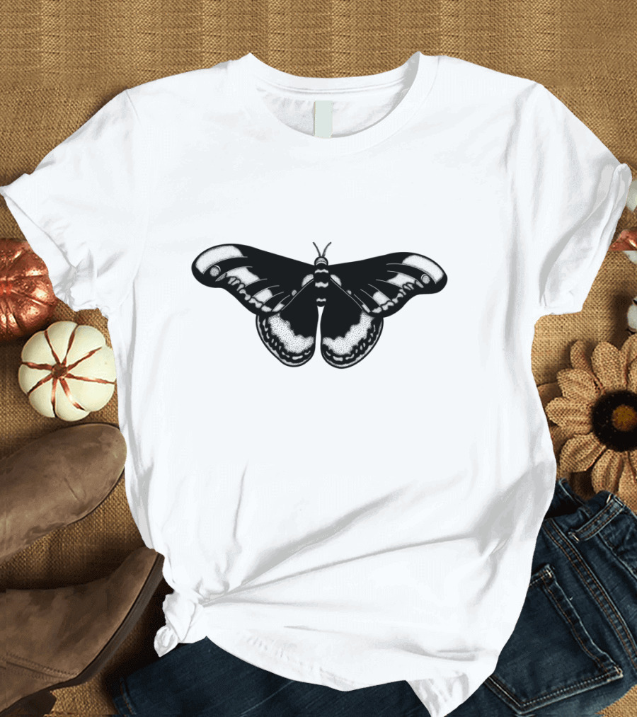 Dotwork Mother Butterfly Monochrome T-Shirt