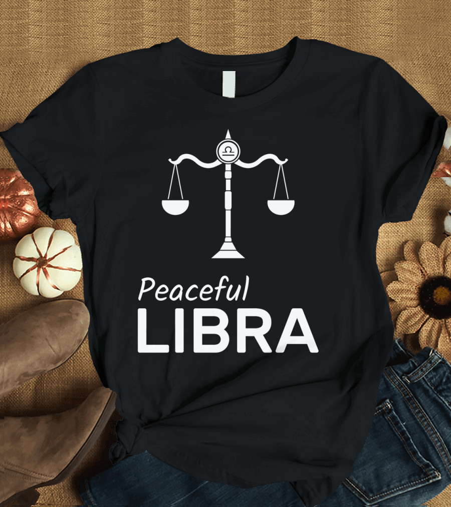 Peaceful Libra Horoscope Balance Symbol with Scales T-Shirt