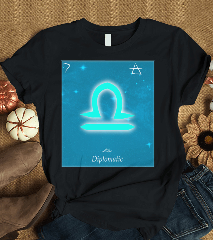 Libra Diplomatic Element Icon with Zodiac Scale Symbol and Constellation T-Shirt