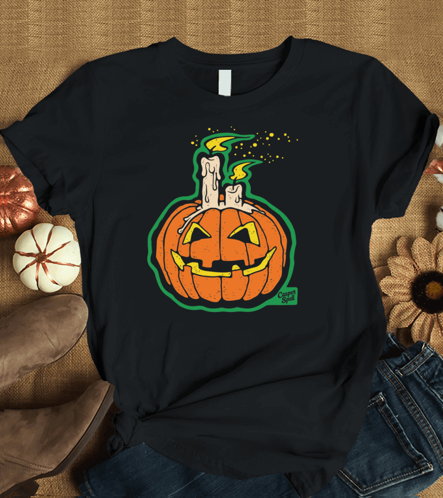 Jack-o'-Lantern Pumpkin with Melting Candles by Casper Spell T-Shirt