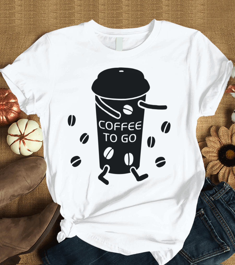 Coffee to Go Cup with Dancing Coffee Beans T-Shirt