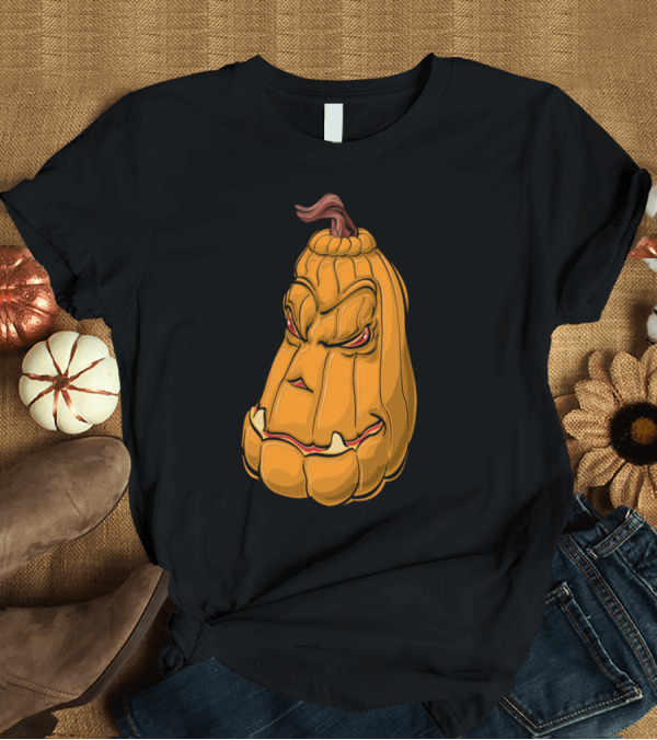 T-Shirt: Cool Pumpkin Fierce Angry Face Halloween Jack-o'-Lantern T-Shirt Cool Pumpkin Fierce Angry Face Halloween Jack-o'-Lantern T-Shirt