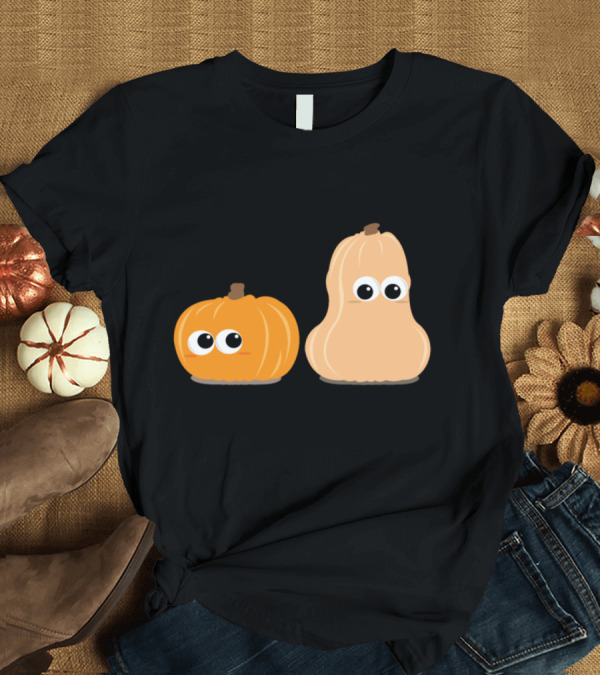 T-Shirt: Funny Pumpkins Animated Halloween Gourd Duo with Googly Eyes T-Shirt Funny Pumpkins Animated Halloween Gourd Duo with Googly Eyes T-Shirt