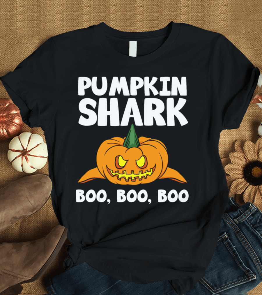 Pumpkin Shark Boo Boo Boo Halloween Present T-Shirt