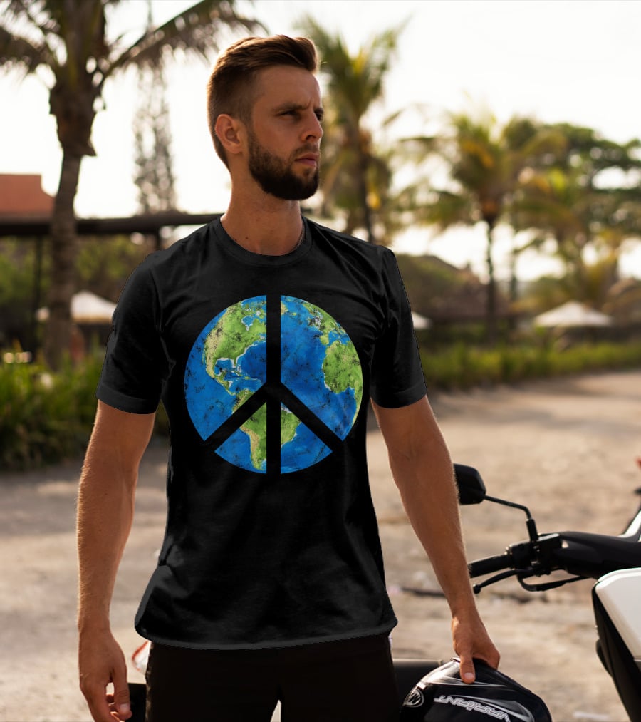 Peace On Earth Globe Peace Sign T-Shirt