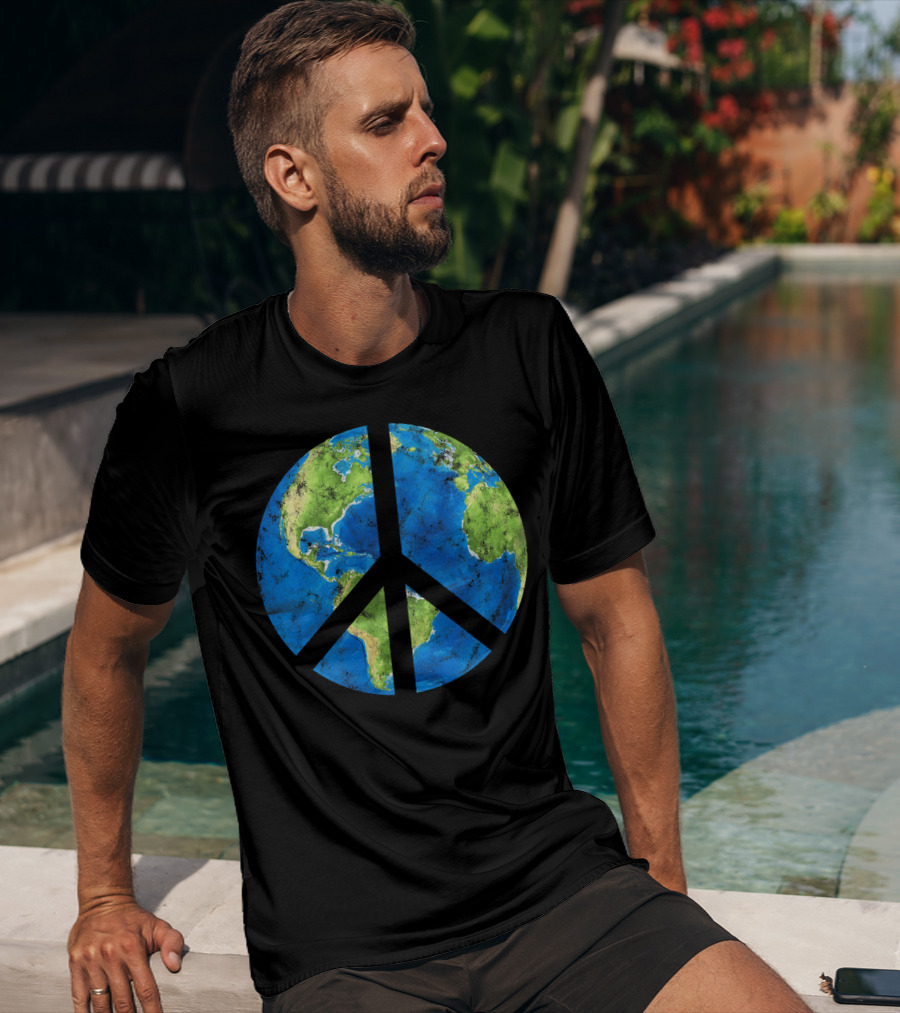 Peace On Earth Globe Peace Sign T-Shirt