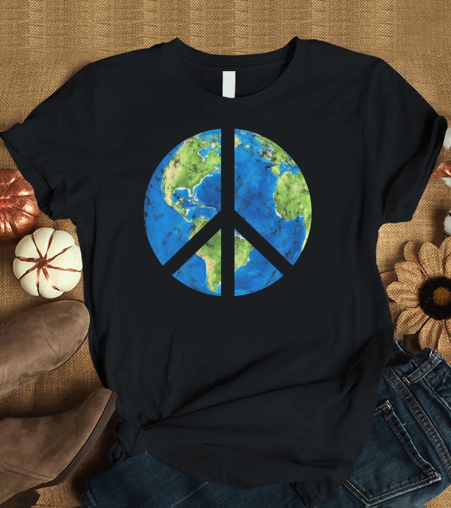 Peace On Earth Globe Peace Sign T-Shirt