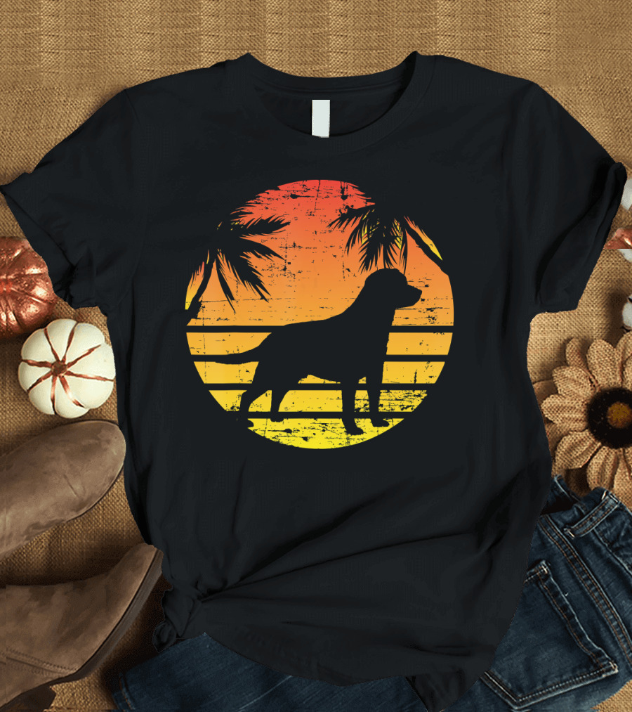 Vintage Labrador Retriever Sunset Tropical T-Shirt