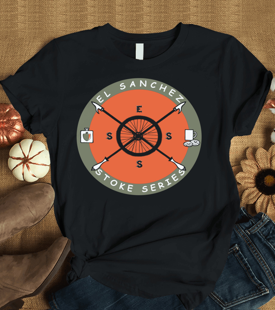 El Sanchez Stoke Series with Bicycle Wheel and Crossed Arrows T-Shirt