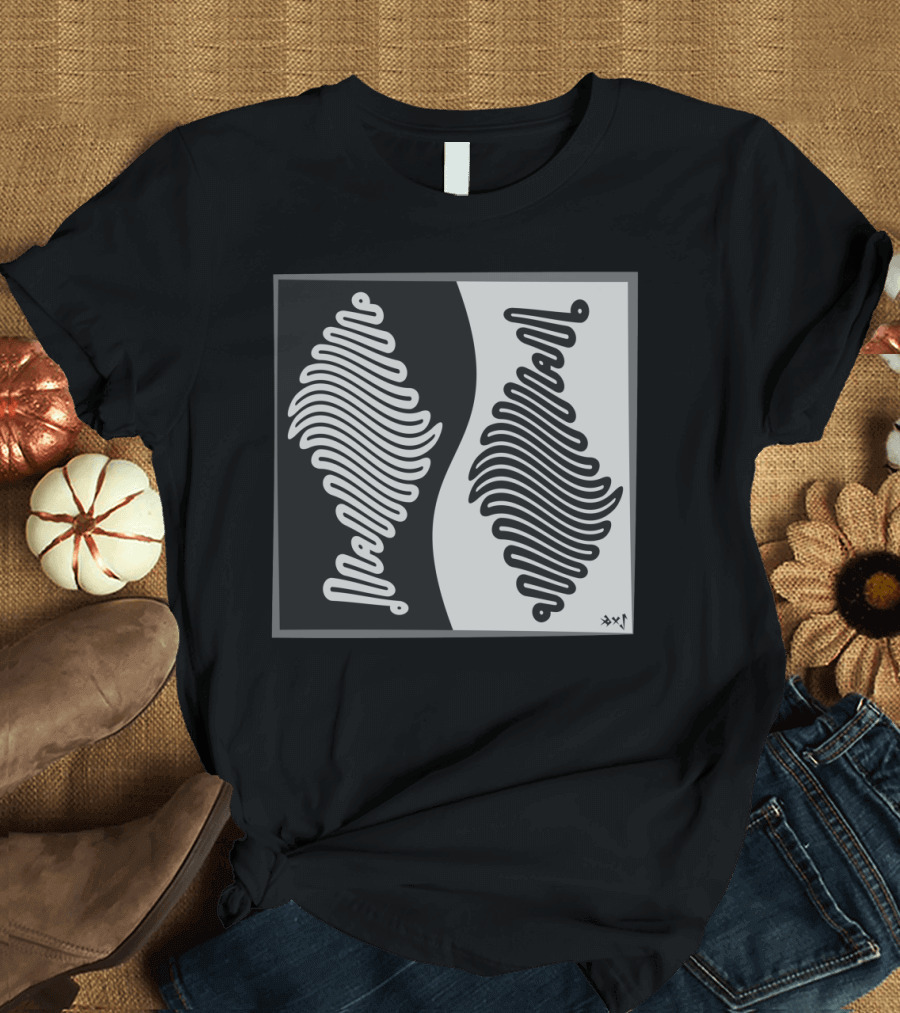 Black and White Fish Dance Abstract Illusion T-Shirt