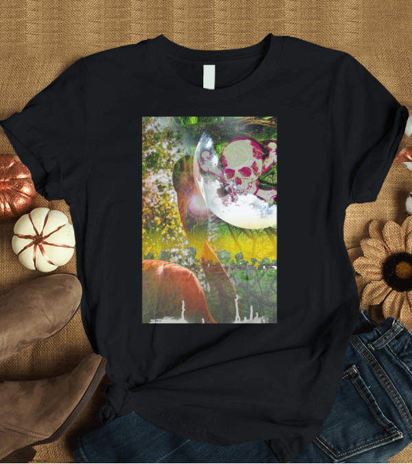 T-Shirt: Skull Swamp Vibrant Nature With Skull and Crossbones T-Shirt Skull Swamp Vibrant Nature With Skull and Crossbones T-Shirt