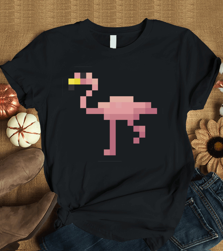 Pixel Flamingo Flaunting the Feathers T-Shirt