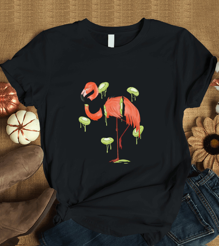 Flamingo Kiwi Fusion with Dripping Fruit Elements KiwiFlamenco T-Shirt