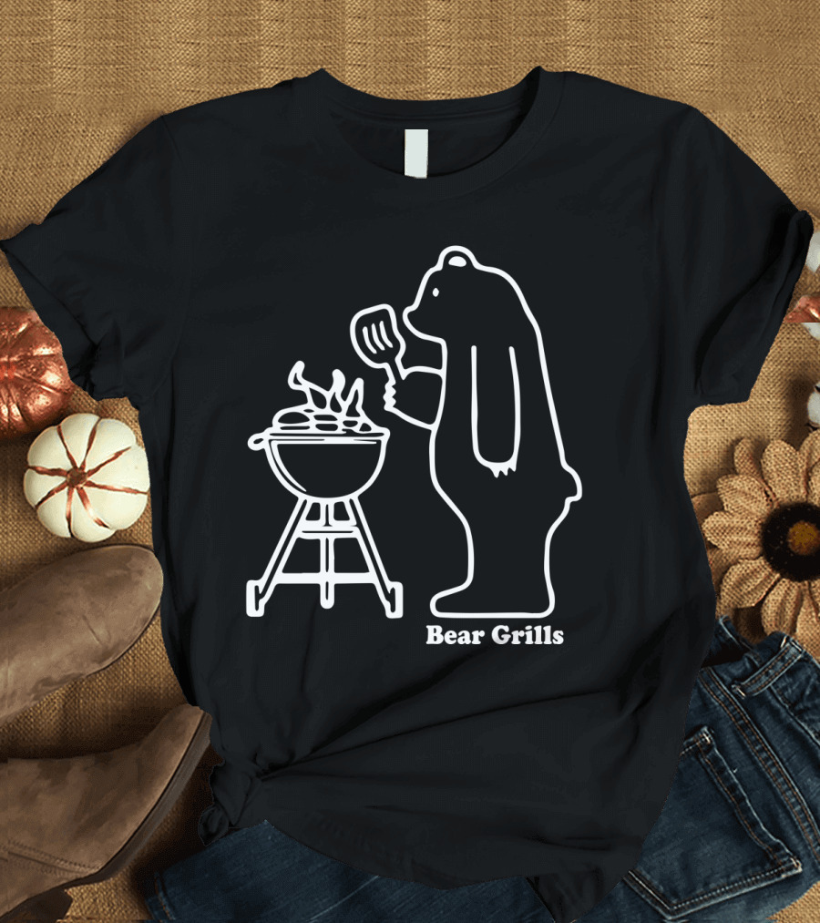 Bear Grills BBQ Joke Born Survivor Vest Funny Barbecue Grylls Athletes T-Shirt