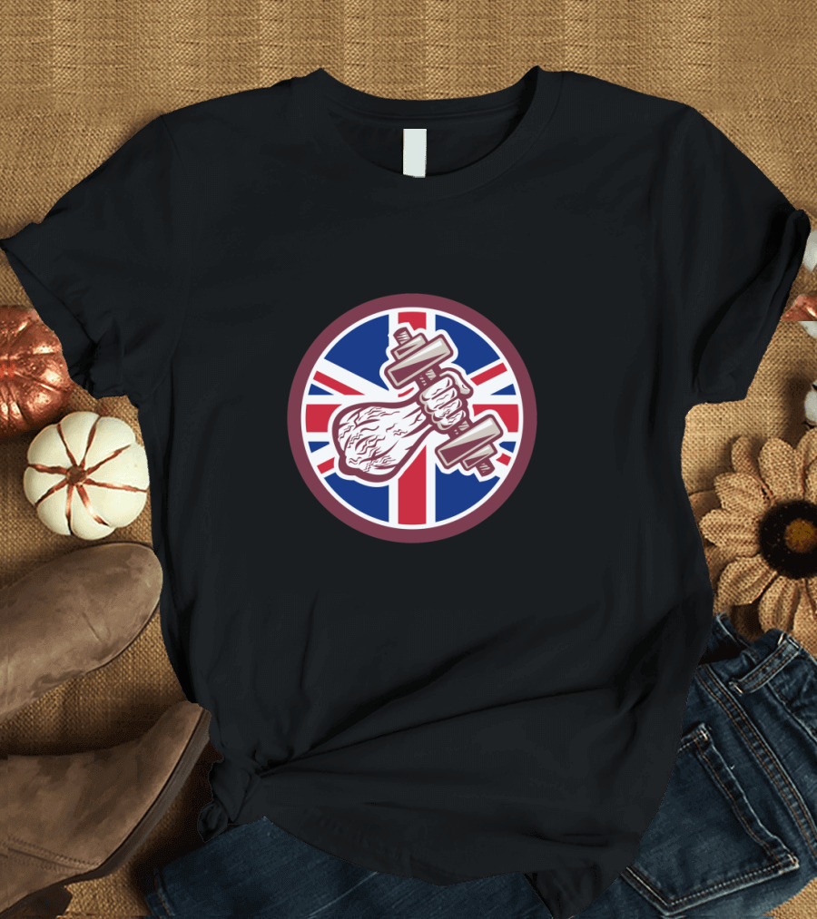 UK Flag Dumbbell Icon with British Personal Trainer T-Shirt