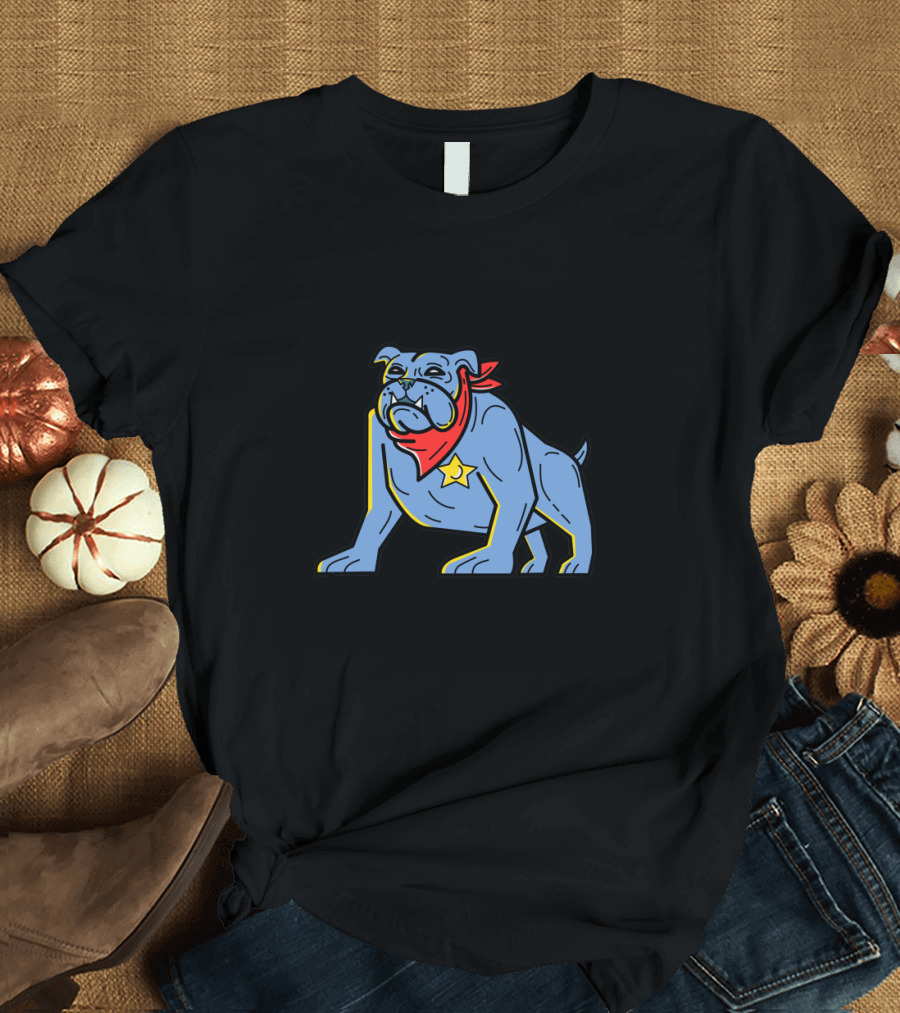 Sheriff Bulldog with Red Bandana and Star Badge Mono Line T-Shirt