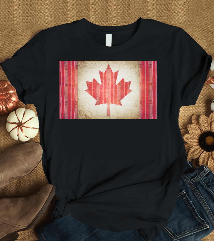 Canadian Flag with Traditional Tribal T-Shirt