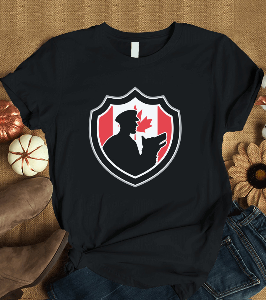 Canadian Police Canine Team Maple Leaf Shield Badge T-Shirt