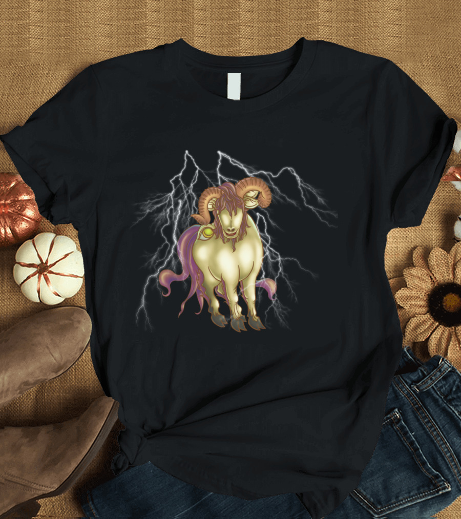 Lightning Ram Creature with Horns - Chinese Monster T-Shirt