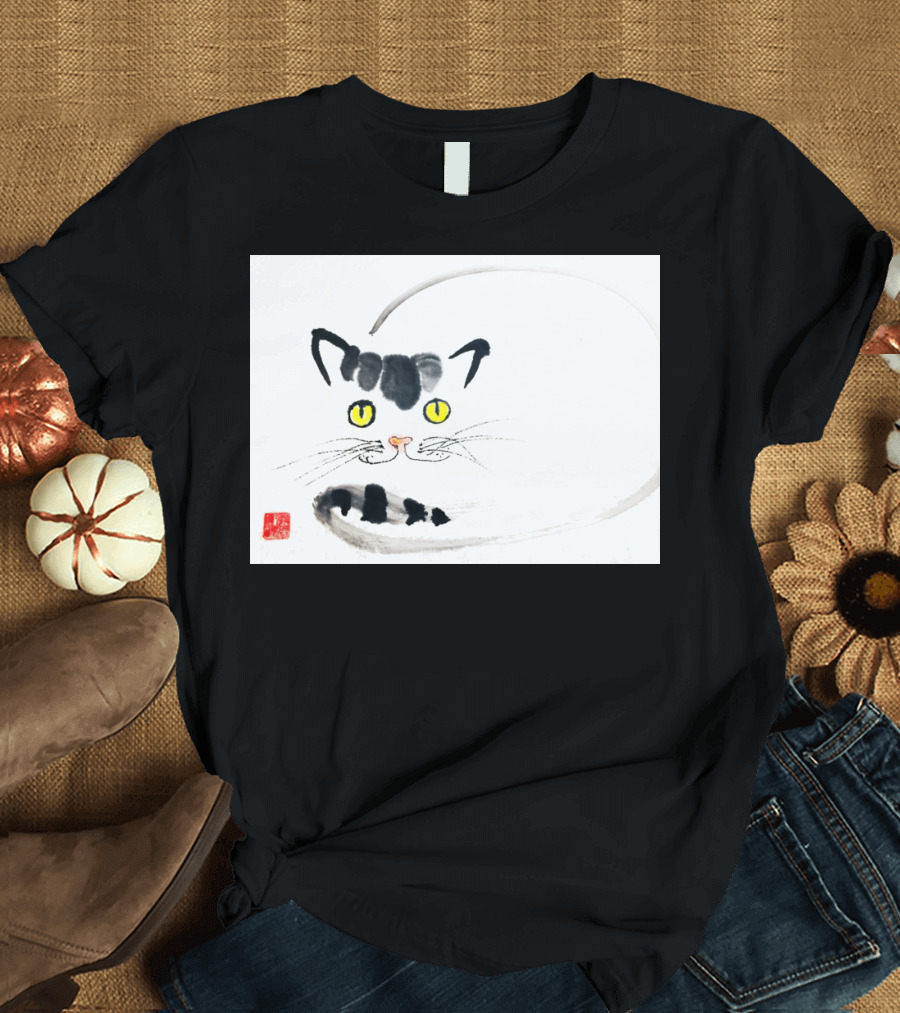Traditional Chinese Brush Painting Cat T-Shirt