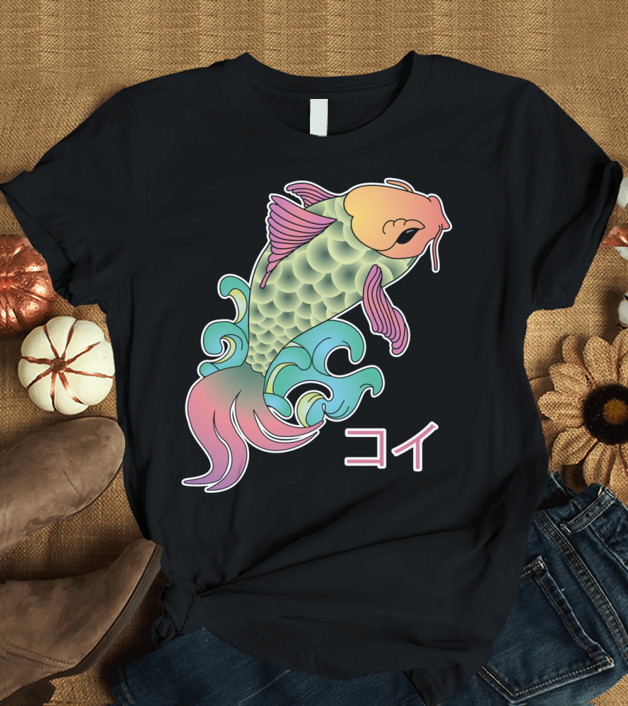 Koi Fish with Variations and Waves Japanese CarpChinese T-Shirt