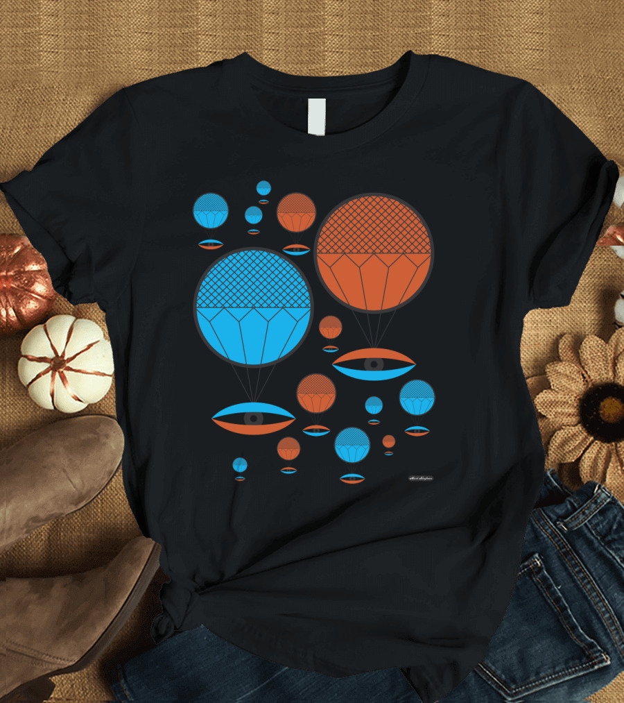 I See You Blue and Orange Geometric Floating Spheres T-Shirt